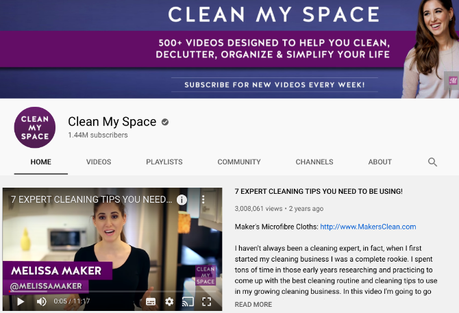 A Tiszta My Space az egyik legjobb YouTube-csatorna az otthonok takarításához és rendezéséhez