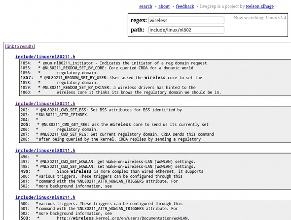 keresés a Linux kernel forráskódjában