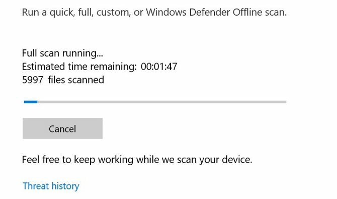 Windows Defender víruskereső