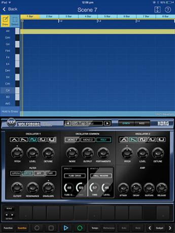A KORG minialkalmazás egy 15 szintet tartalmazó, minisztaudió a wolfsburg-i iPad készülék számára
