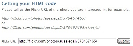 html kód a flickr képekhez
