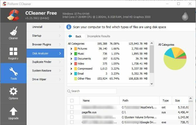 6 CCleaner tippek és trükkök a számítógép hatékony tisztításához. 05 CCleaner Disk Analyzer