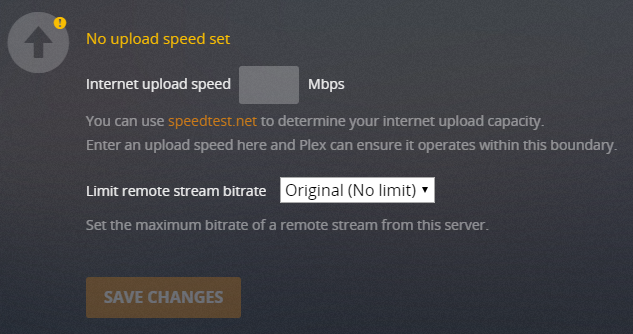 plex korlátozza a feltöltési sebességet