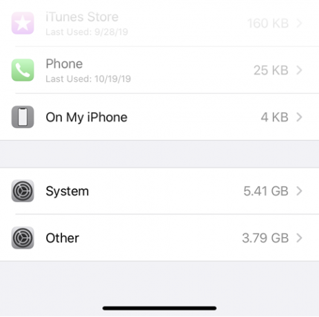 iPhone „Egyéb” tárhely