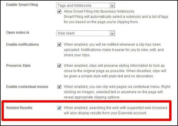 20 Evernote keresési szolgáltatás Az Evernote eredményeket kell használnia a kereső web clipper beállításaiban