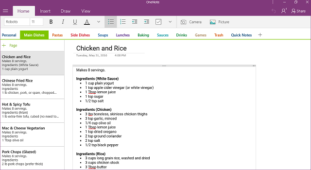 OneNote-interface-windows-app