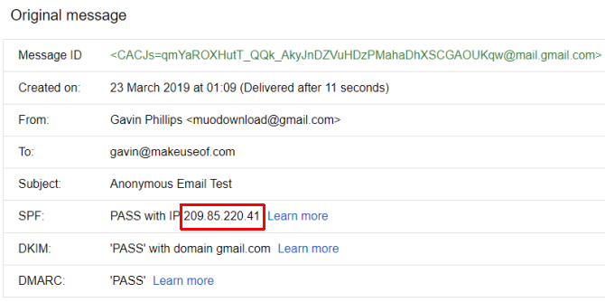 gmail trace IP cím