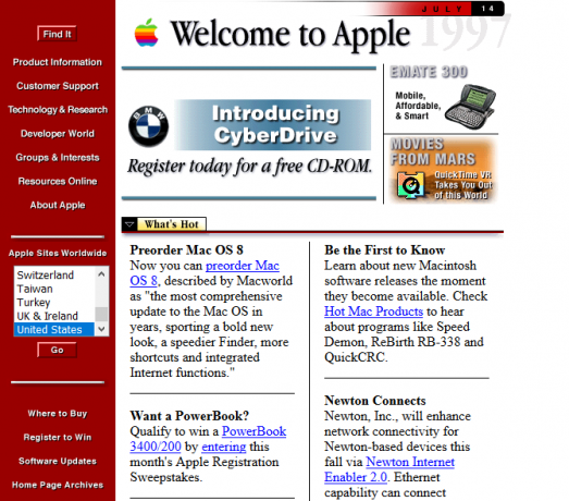 Az Apple képernyőképe 1997-ben