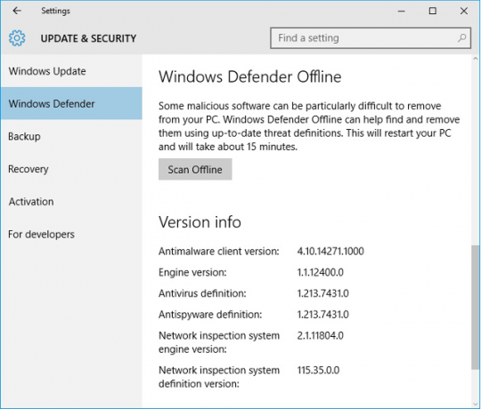 windows-védő-offline áttekintés