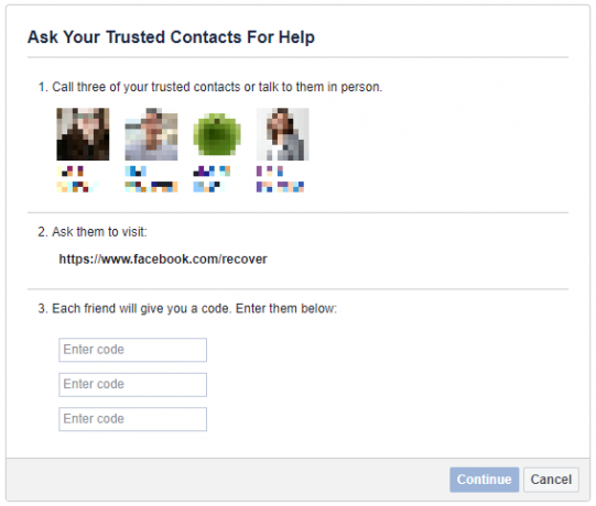 Kérjen megbízható partnerektől segítséget a Facebook-fiók helyreállításához.