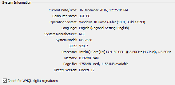 dxdiag-rendszer-info