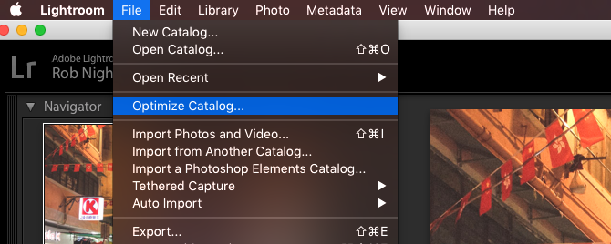 lightroom optimalizálja a katalógust