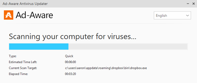 6 Ad-Aware Pro biztonsági telepítés - Kezdeti víruskeresés (levágva)