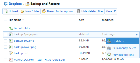 dropbox visszaállítja a törölt fájlokat