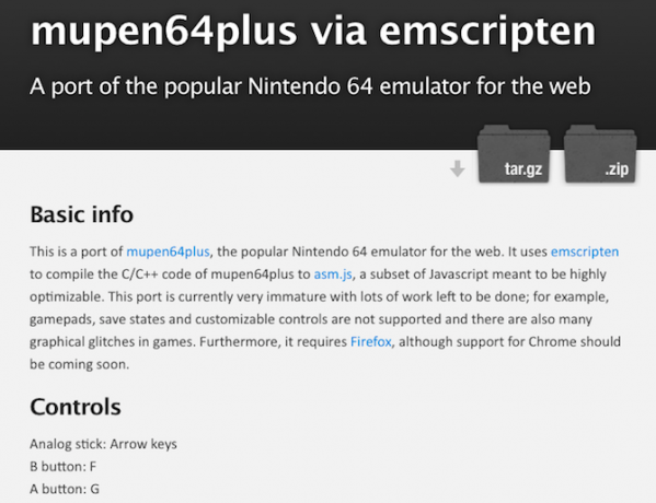 Nintendo 64 Online böngésző emulátor, Mupel64Plus