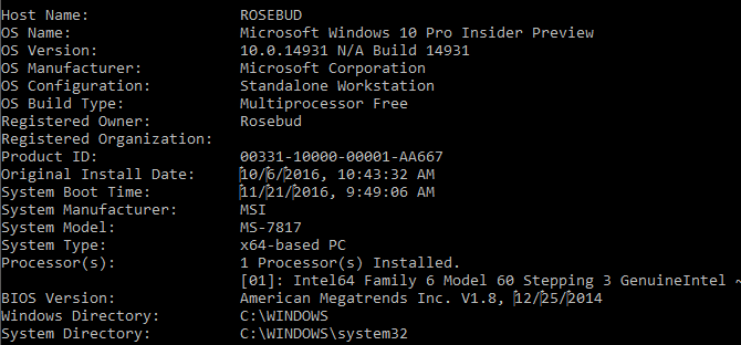 bios verzió parancssor