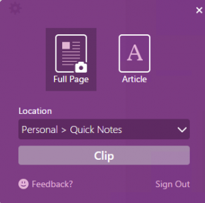 Küldje el a OneNote-hez a Chrome-ból