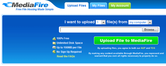 MediaFire - Korlátlan fájltárolás