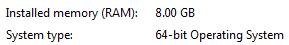 Rendszerinformációk Telepített RAM