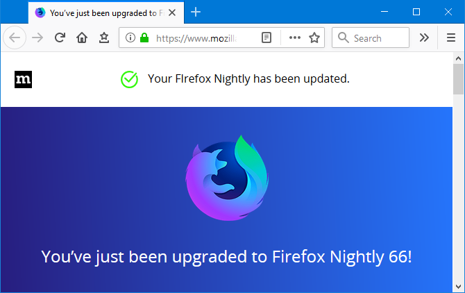 Firefox Éjszakai képernyőkép