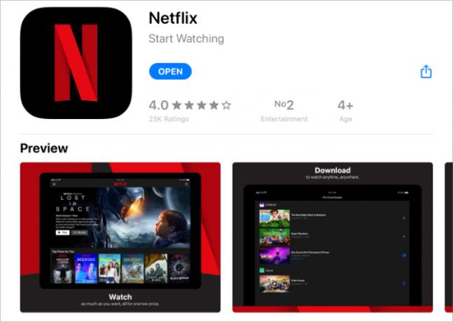 Netflix az App Store-ban