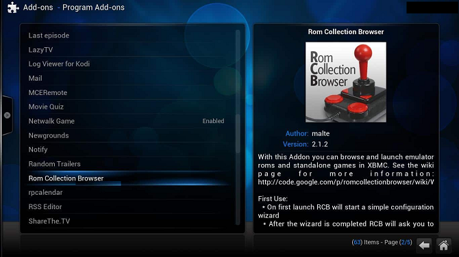 telepítse a rom gyűjtemény böngészőt Kodi