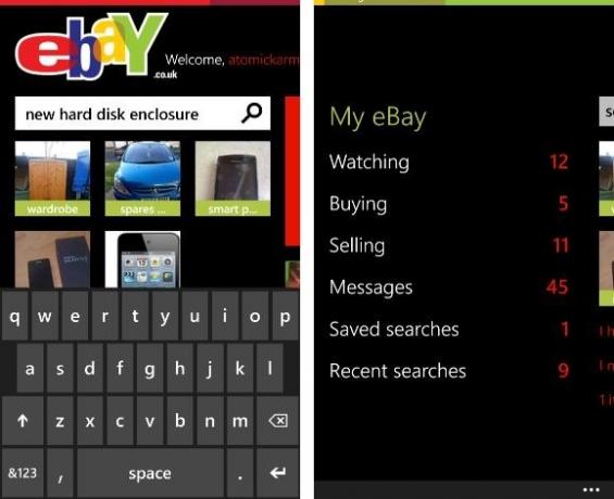 Windows Phone ebay alkalmazás