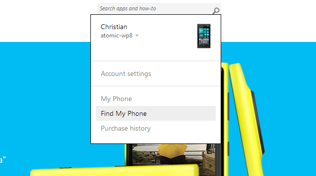 MUO-WP8-findmyphone-bejelentkezés