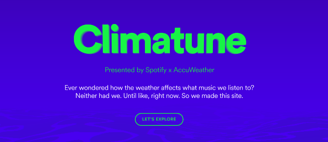 A Spotify most a zenét mutatja az időjárás szerint a climatune spotify accuweather zenei lejátszási listát