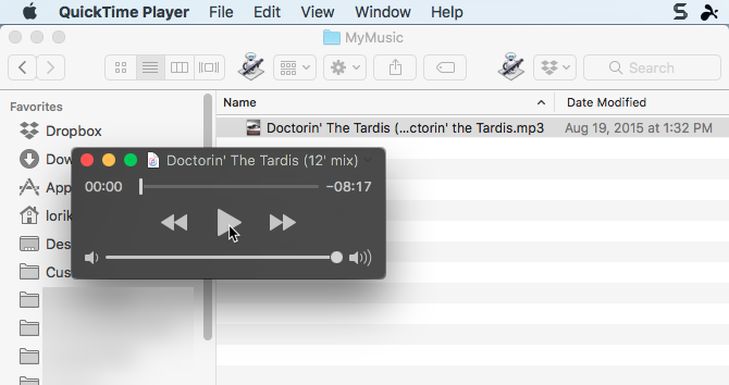 Kattintson a Macintosh QuickTime Player alkalmazásban a Play gombra