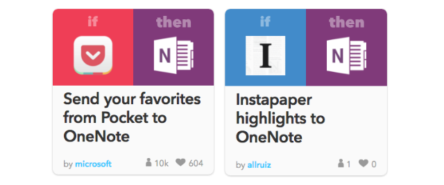 OneNote integrációk az IFTTT funkciós példával