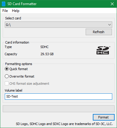 SD kártya formázó Windows