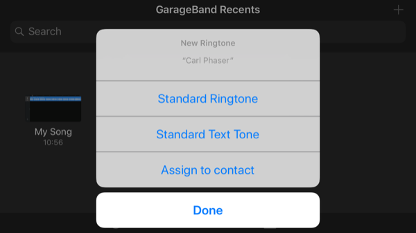 GarageBand App Csengőhang hozzárendelése