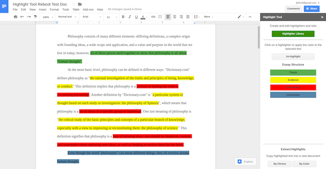 A Google Docs kiemelés eszköz-kiegészítő