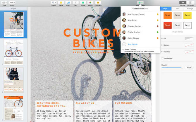 Prospektus létrehozása az iWork Suite alkalmazásban