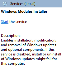 Windows modul telepítő szolgáltatás