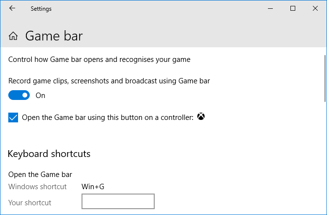 Játékbár beállításai Windows 10