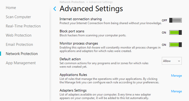 26 Ad-Aware Pro Security - Hálózatvédelem - Speciális beállítások