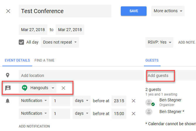 a Google Hangouts használata - Naptárütemezés