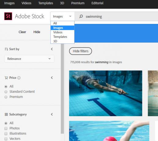 Adobe Stock Search szűrők