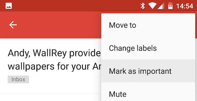 Az Android Gmail üzenetet fontosnak jelöl