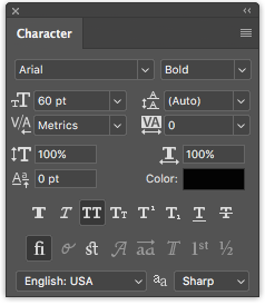 Szöveg hozzáadása és szerkesztése az Adobe Photoshop Photoshop Karakterpaneljén