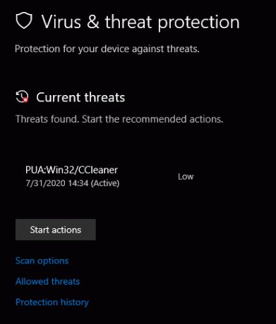 Windows biztonsági letiltott CCleaner