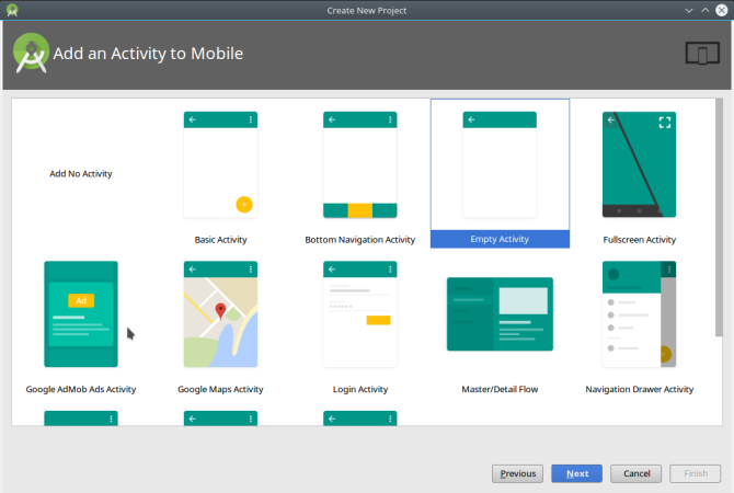 android alkalmazás létrehozása androidstudio newproject3