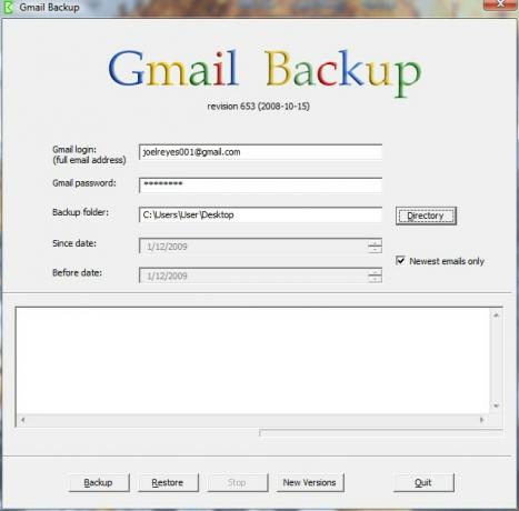 biztonsági mentés a Gmail-fiók üzeneteire