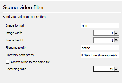 time-lapse video vlc beállítások
