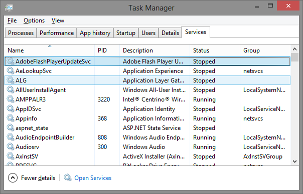 7 Windows Task Manager - Szolgáltatások