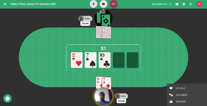 Játsszon pókert barátaival online videohíváson keresztül a Poker-In-Place oldalon