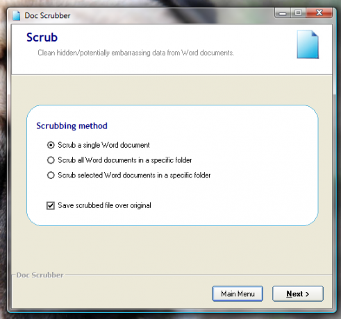 A metaadatok súrolása a Word dokumentumokból [Windows] docscubber scrub beállítások