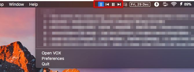 vox-Mac menüsor alkalmazások
